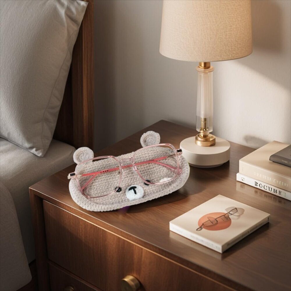 Crochet Glasses Holder Soft Wool Animal Nightstand Desk Organizer - Picture 4 of 9